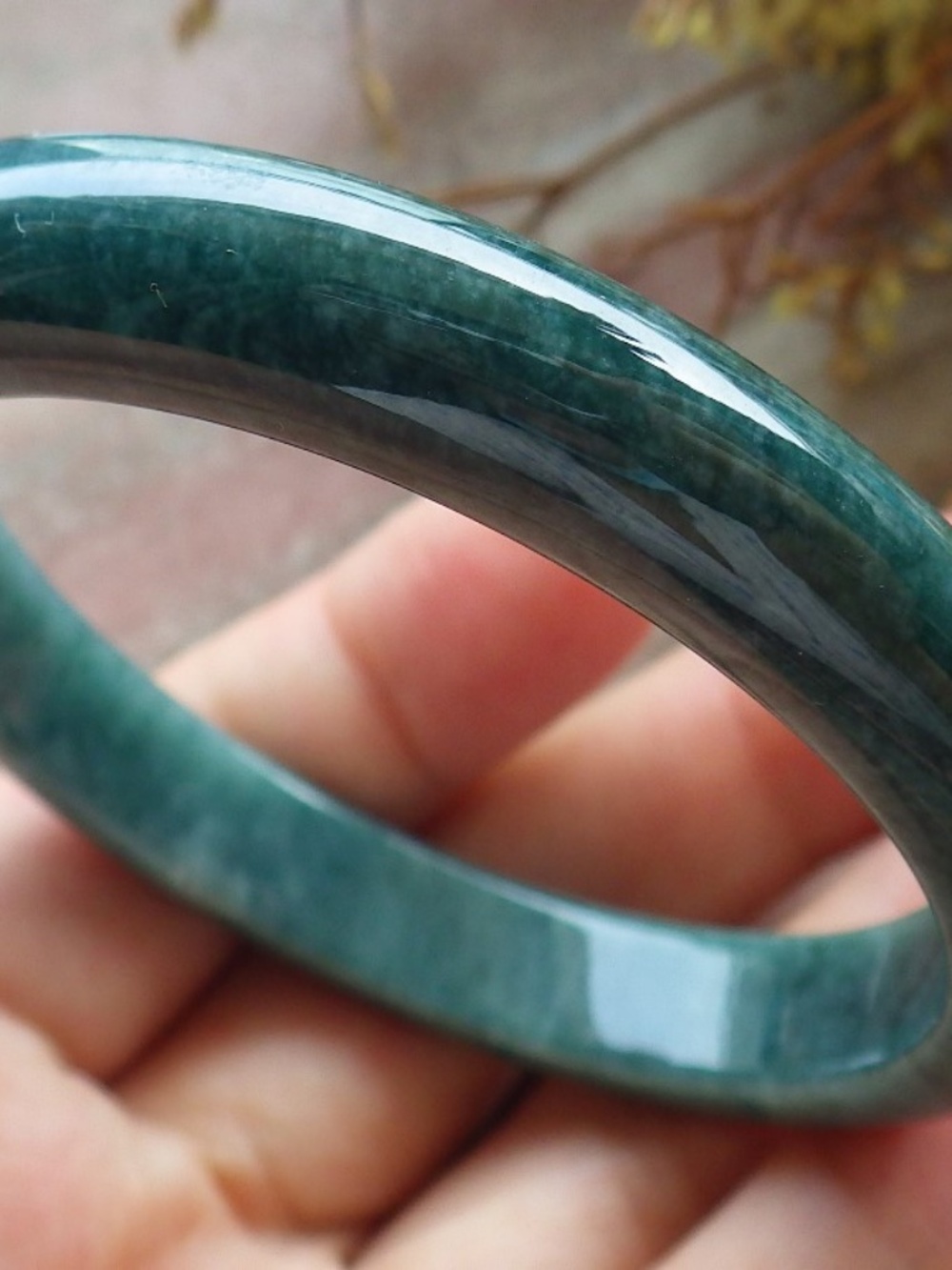 57mm Certified Hand Carved Green Natural A JADE Circle Jadeite Bangle Bracelet